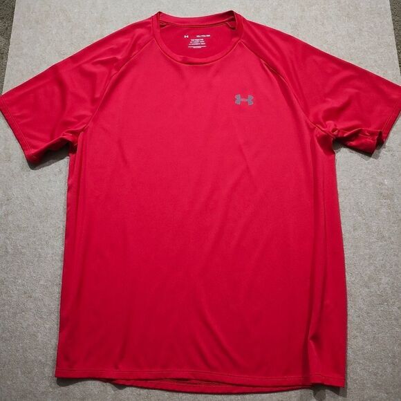 Under Armour The Tech Tee Shirt Red Mens #3 - Picture 2 of 5